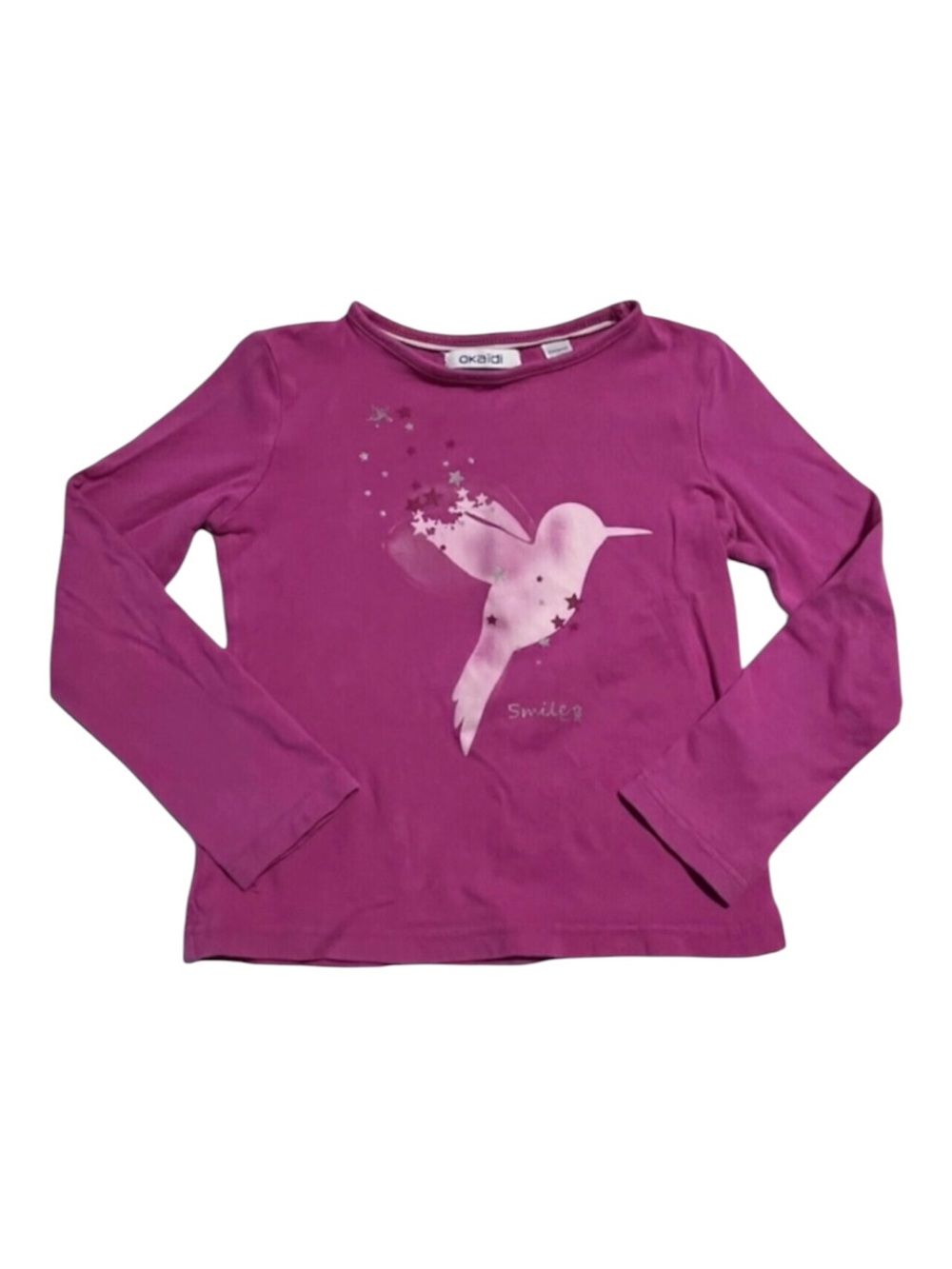 Okaidi soft hummingbird & stars graphic long sleeve 3y